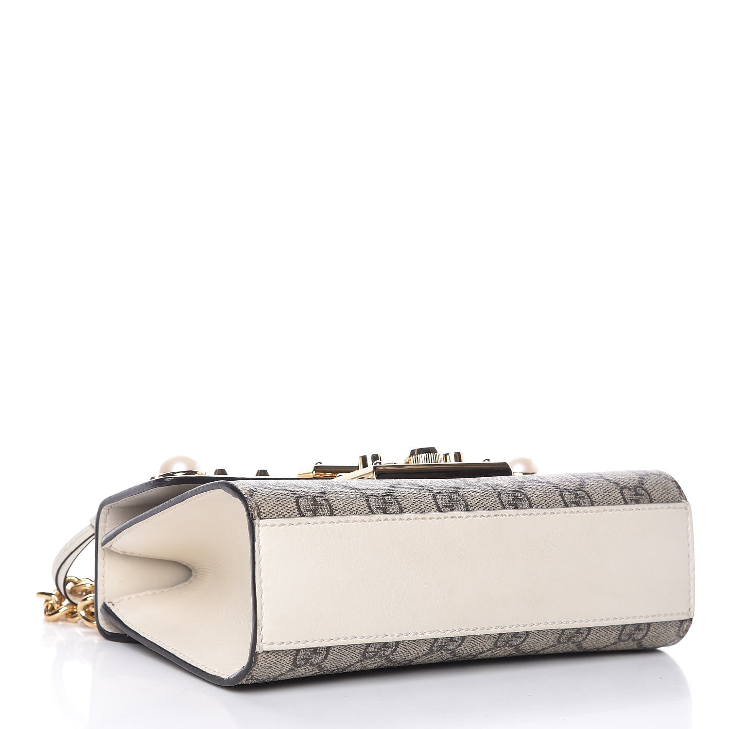 Gucci GG Supreme Monogram Studded Small Padlock Shoulder Bag White 5 of 10