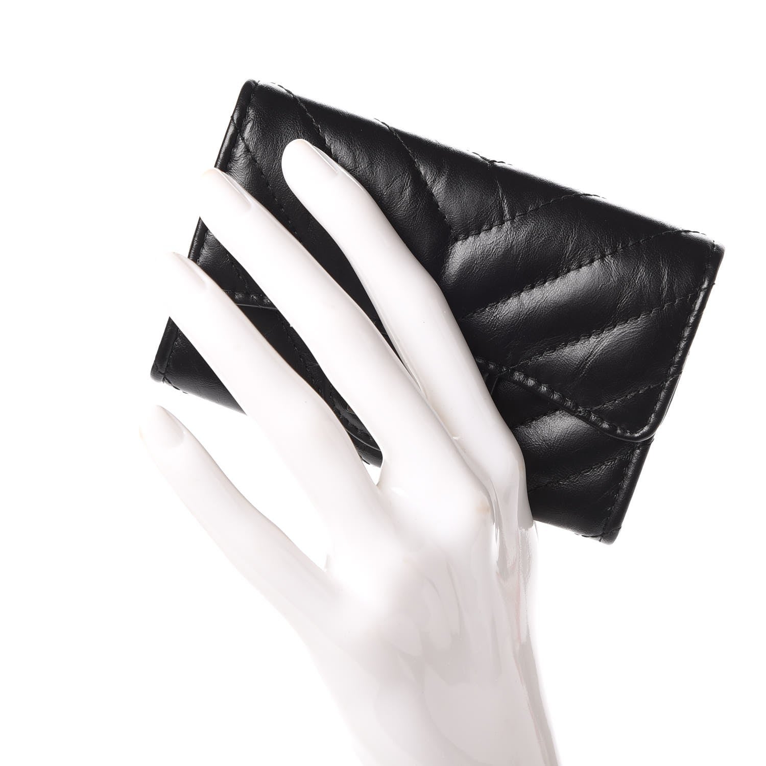 Chanel Aged Calfskin Chevron Reissue Card Holder Wallet So Black 2 of 9