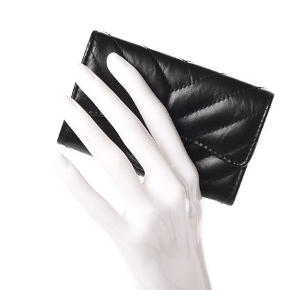 Chanel Aged Calfskin Chevron Reissue Card Holder Wallet So Black 2 of 9