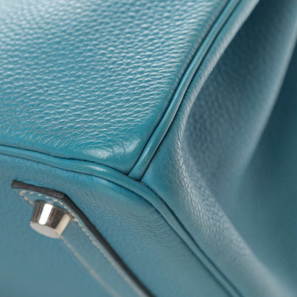 Hermes Taurillon Clemence Birkin 30 Blue Jean 31 of 46