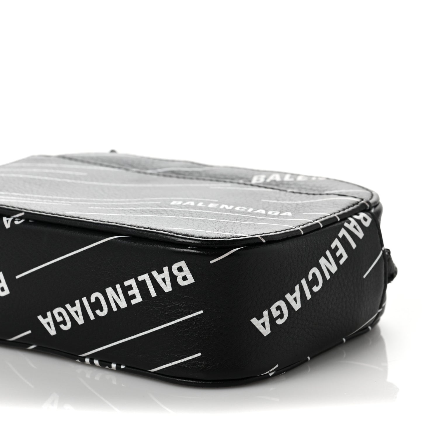 Calfskin Logo Print XS Everyday Camera Bag Black White