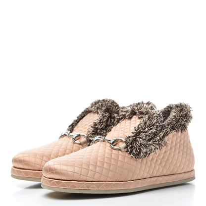 Gucci Satin Quilted Womens Fria Horsebit Loafers 36 Apricot Beige 3 of 9