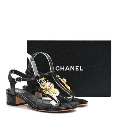 Chanel Calfskin Medallion CC Thong Sandals 38.5 Black 12 of 12