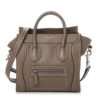 Celine Drummed Calfskin Nano Luggage Souris 1 of 11