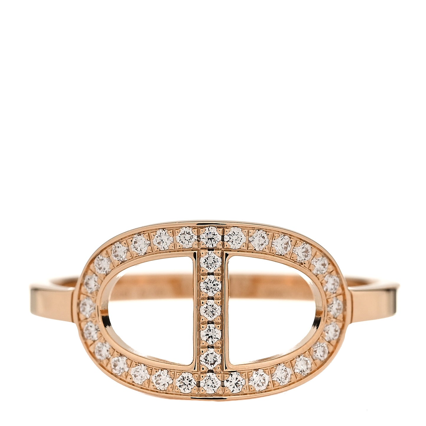 18K Rose Gold Diamond MM Chaine d'Ancre Contour Ring 57 8