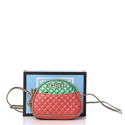 Gucci Laminated Nappa Trapuntata Mini Zumi Dome Shoulder Bag Rosso Jasmine Green Rame 11 of 11
