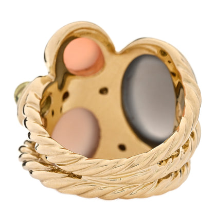 David Yurman 18K Yellow Gold Diamond Moonstone Peridot Prasiolite Mosaic Ring 52 6 3 of 5