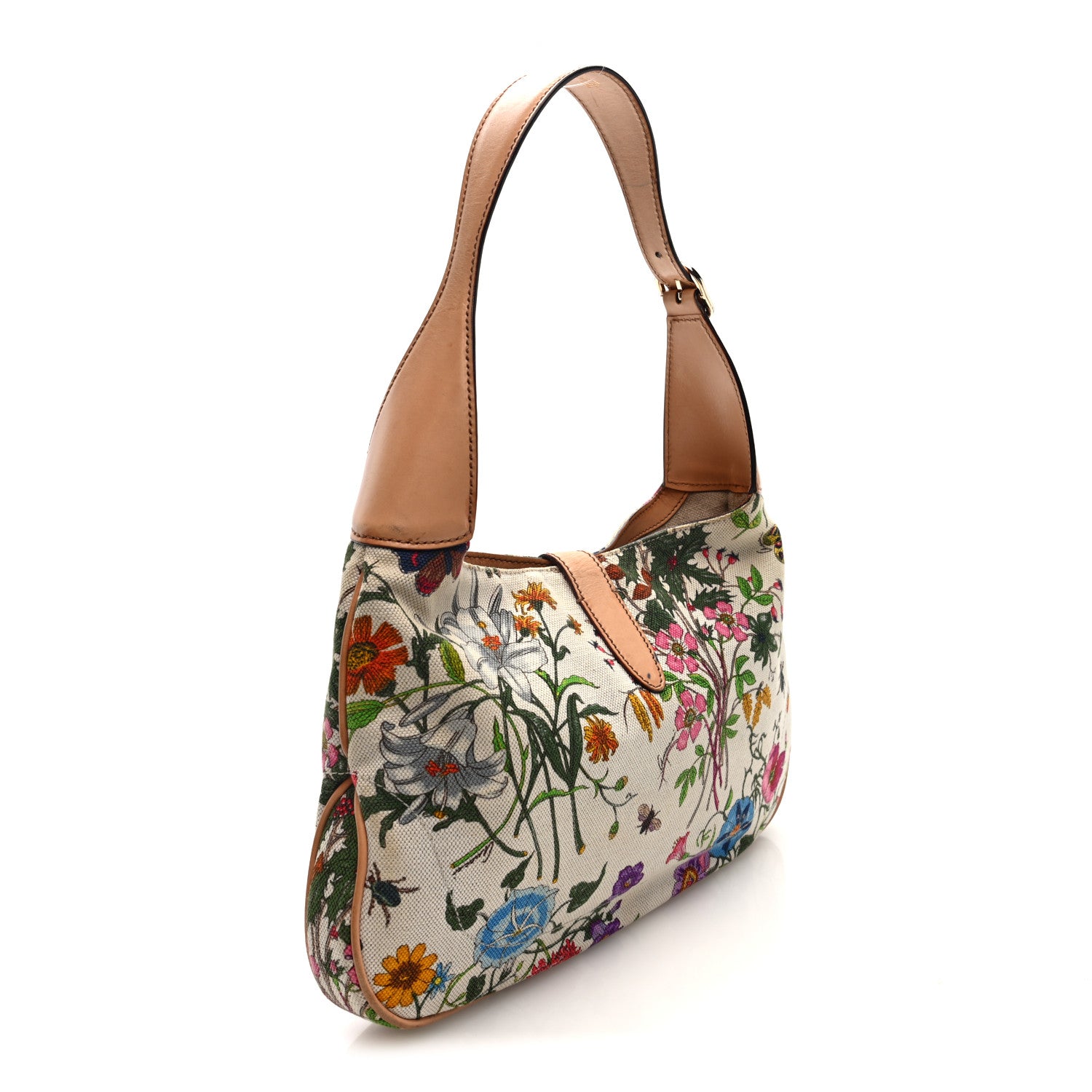 Gucci Canvas Floral Flora Small Jackie O Hobo White 3 of 10