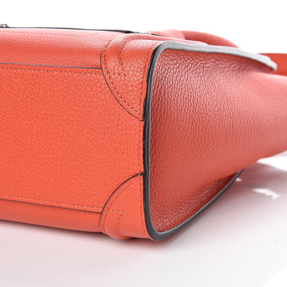 Celine Drummed Calfskin Nano Luggage Vermillion 9 of 9