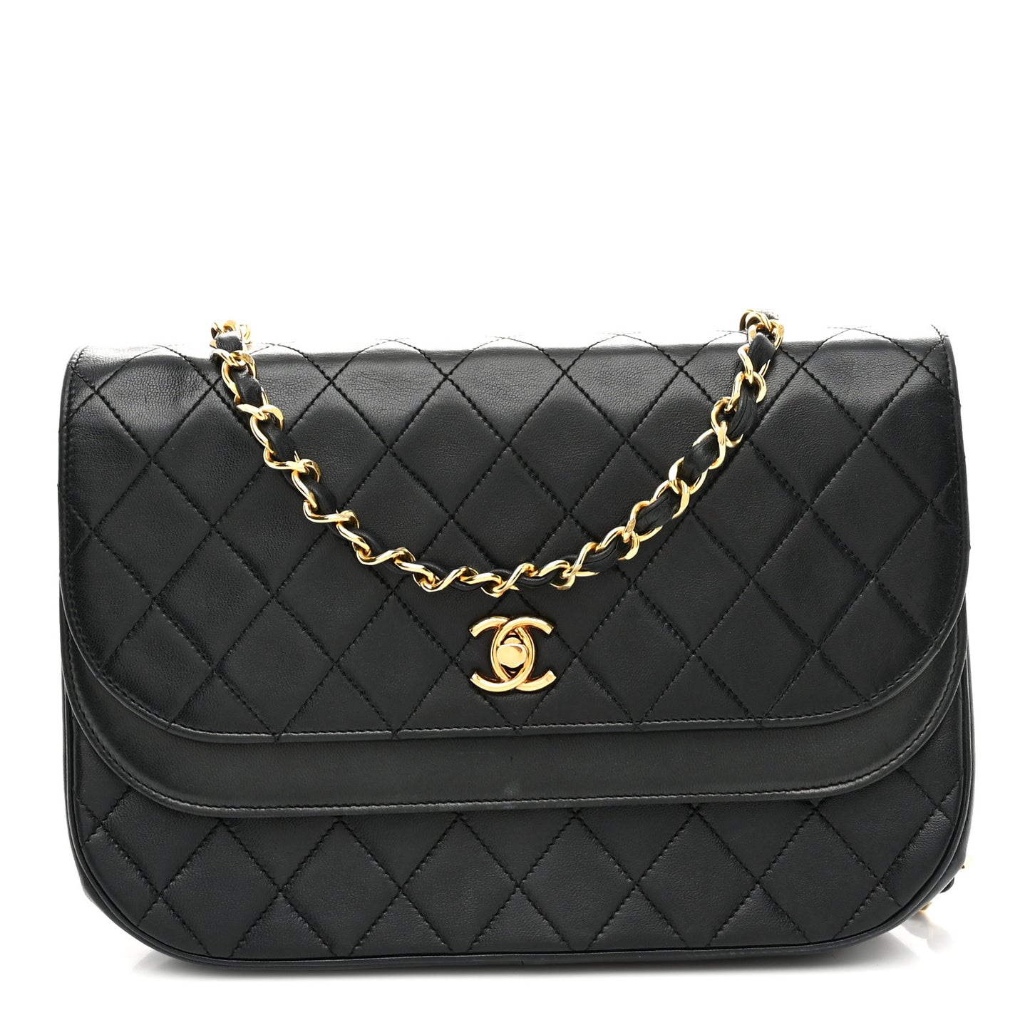 Lambskin Quilted Flap Bag Black