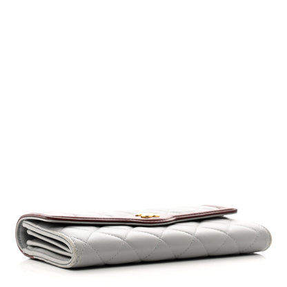 Chanel Lambskin Quilted Large Two Tone Day Gusset Flap Wallet Grey Burgundy 4 of 10