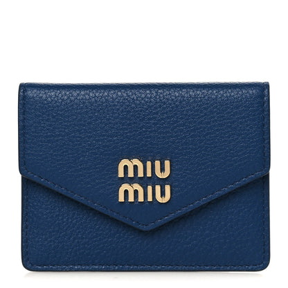 Miu Miu Goatskin Card Holder Bluette 1 of 6