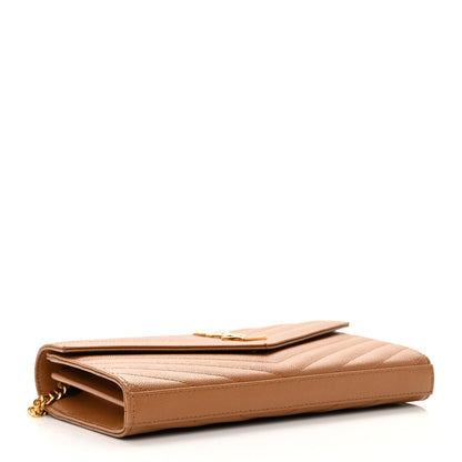 Saint Laurent Grain De Poudre Matelasse Chevron Cassandre Chain Wallet Cork 4 of 13