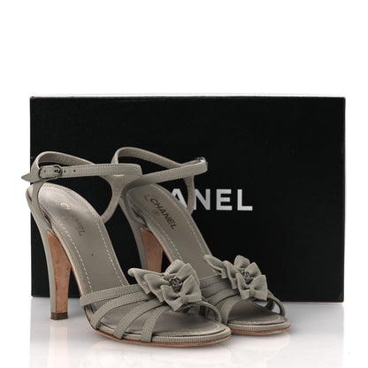 Chanel Lambskin Grosgrain Bow CC Sandals 36.5 Gris 15 of 15