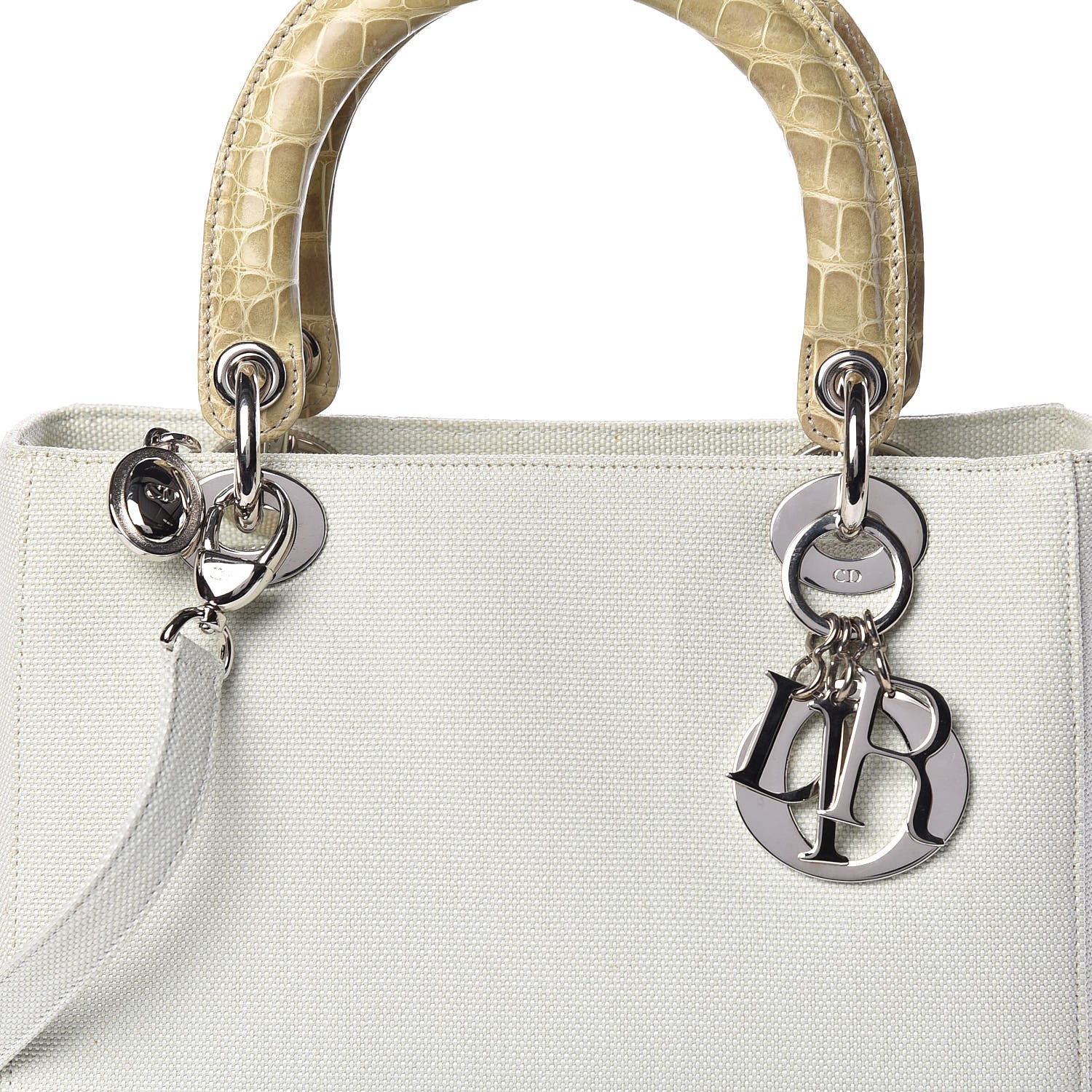 Christian Dior Canvas Crocodile Medium Lady Dior Vert Clair 14 of 19