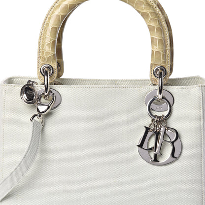 Christian Dior Canvas Crocodile Medium Lady Dior Vert Clair 14 of 19