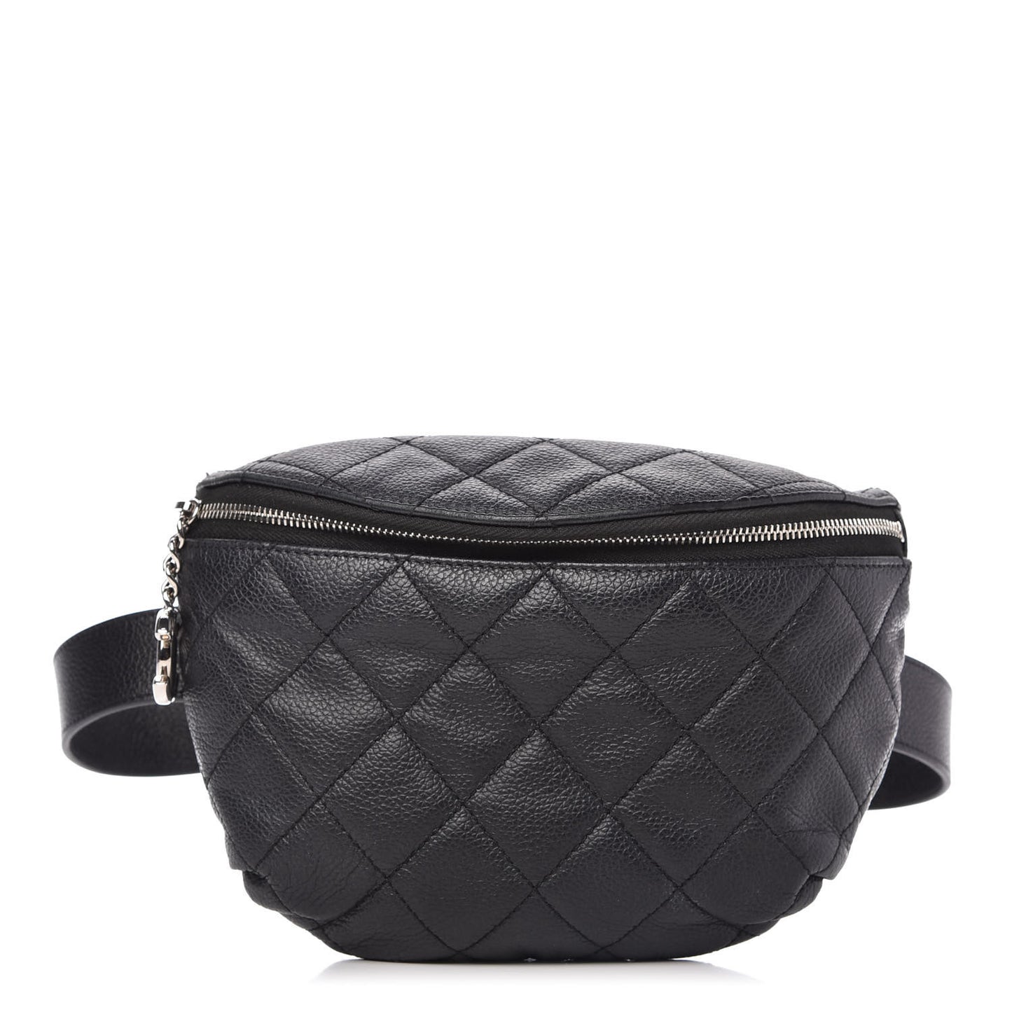 Grained Calfskin Quilted Waist Belt Bag Black