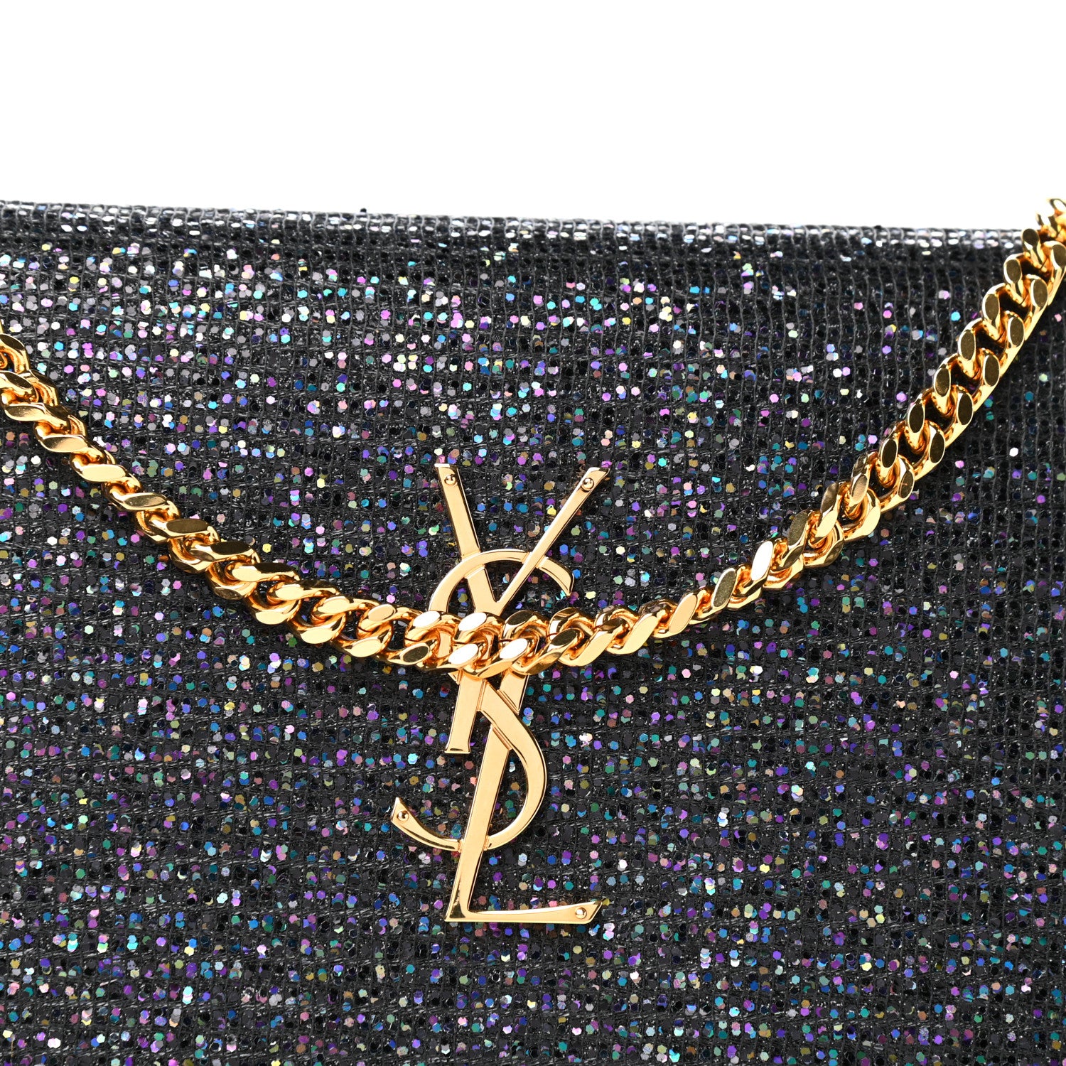 Saint Laurent Glitter Classic Monogram Chain Wallet Black Multicolor 10 of 10