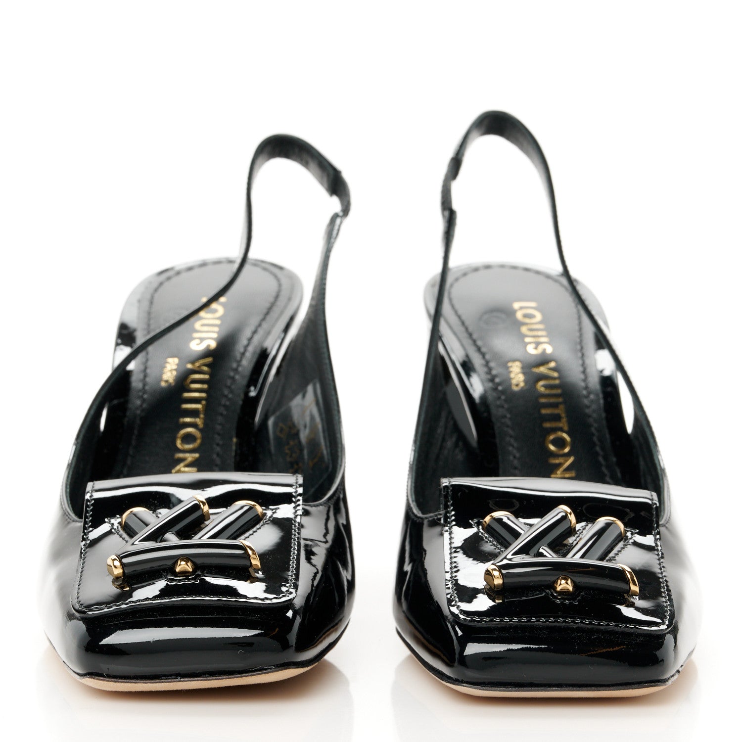 Louis Vuitton Patent Calfskin Shake Slingback Pumps 35.5 Black 2 of 8