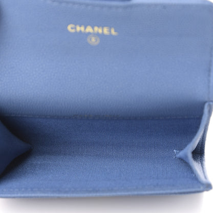 Chanel Caviar Chevron Quilted Flap Card Holder Blue 5 of 9