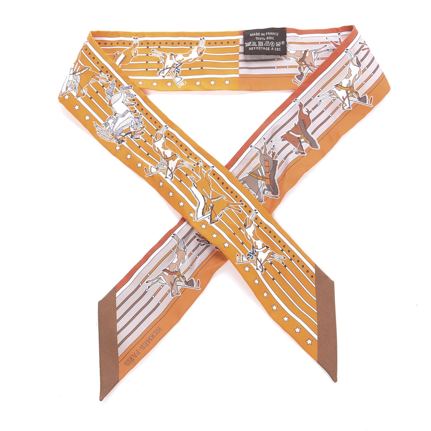 Hermes Silk Pani La Shar Pawnee Twilly Orange Mastic Brun 1 of 4