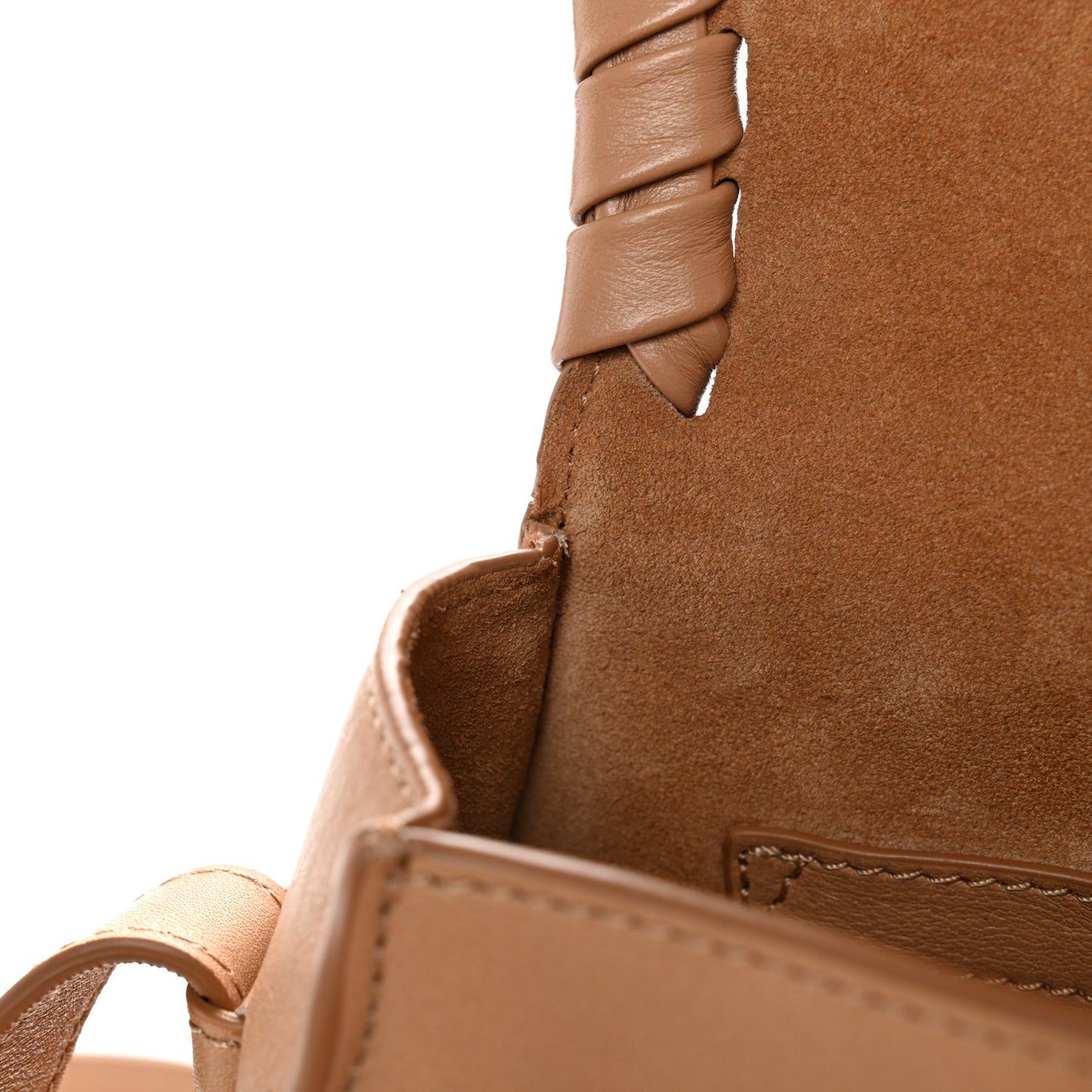 Smooth Calfskin Braided Small Marcie Saddle Bag Light Tan