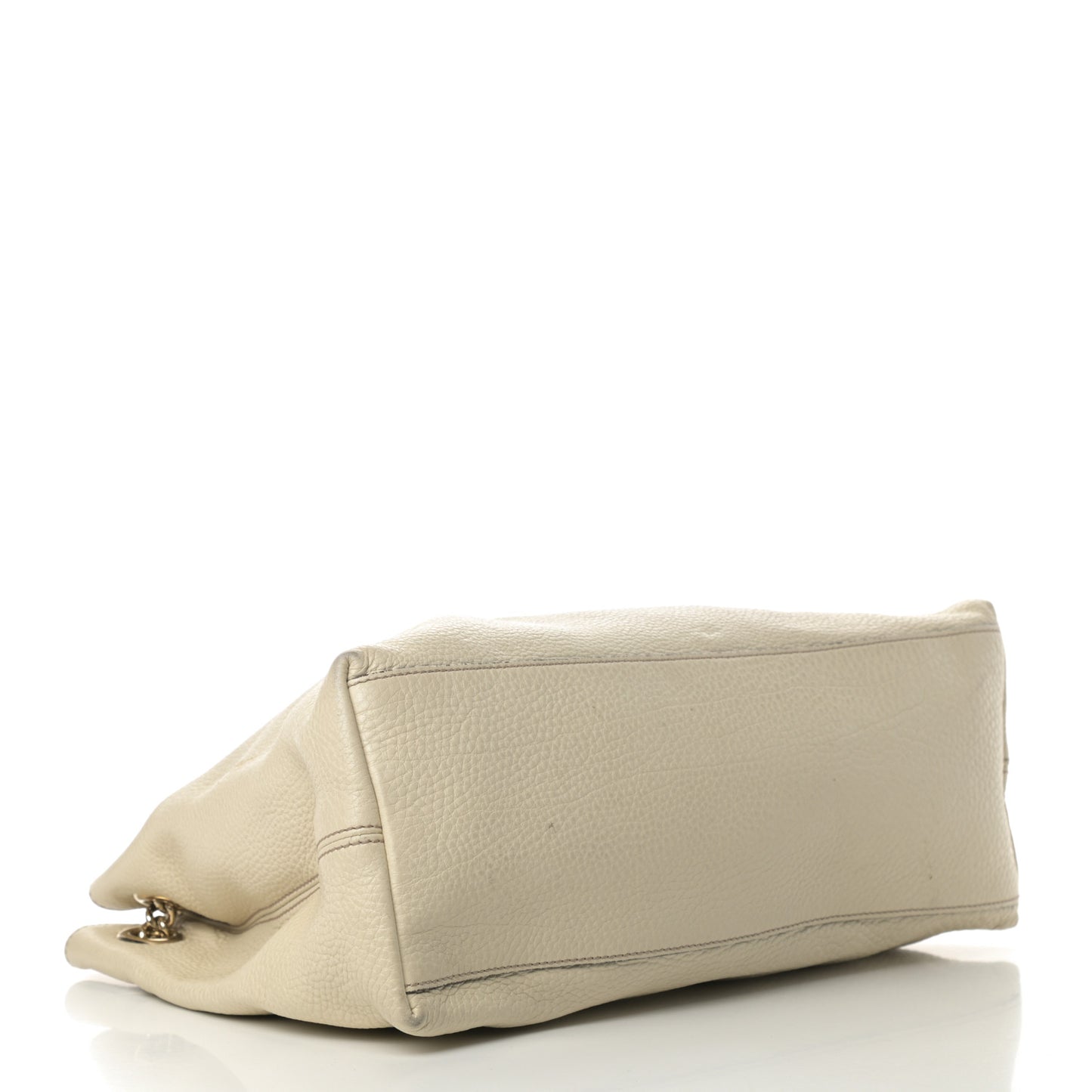 Pebbled Calfskin Medium Soho Chain Shoulder Bag Off White