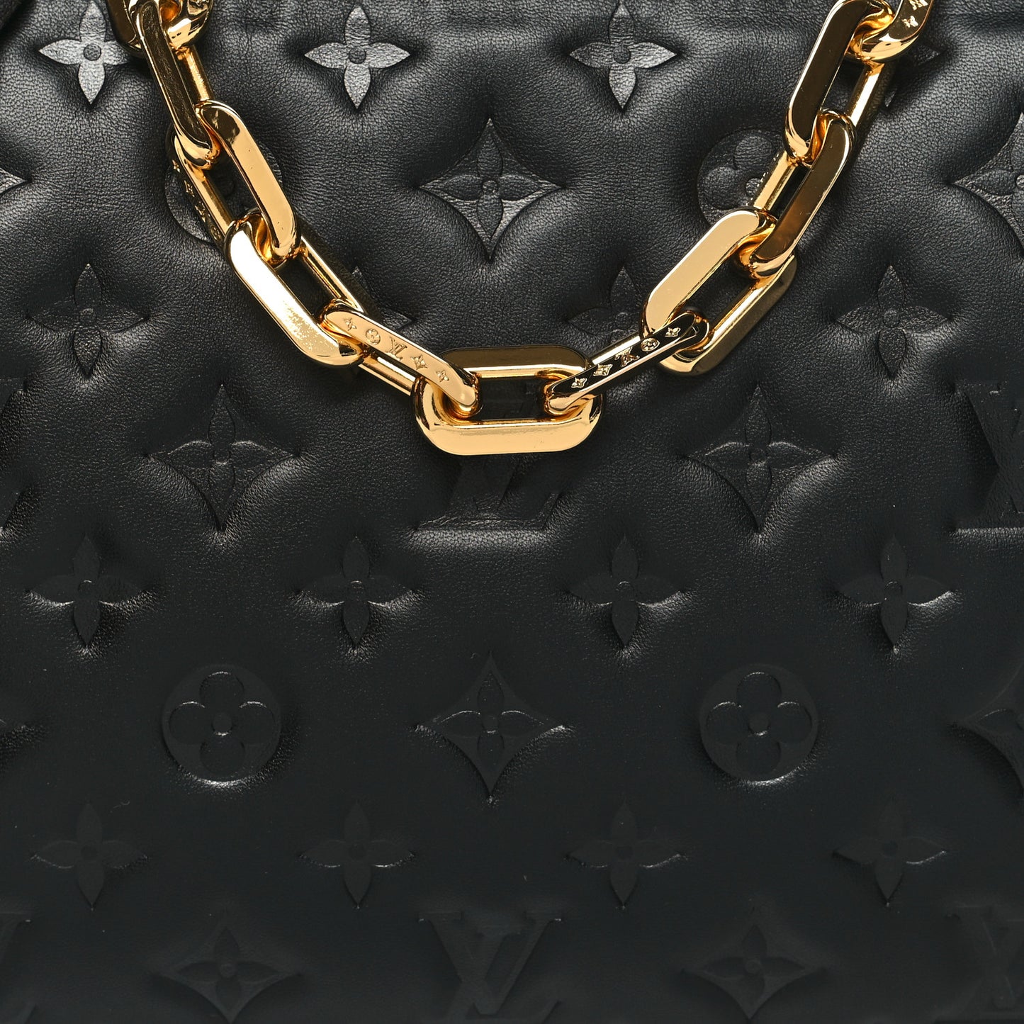 Lambskin Embossed Monogram Coussin PM Black