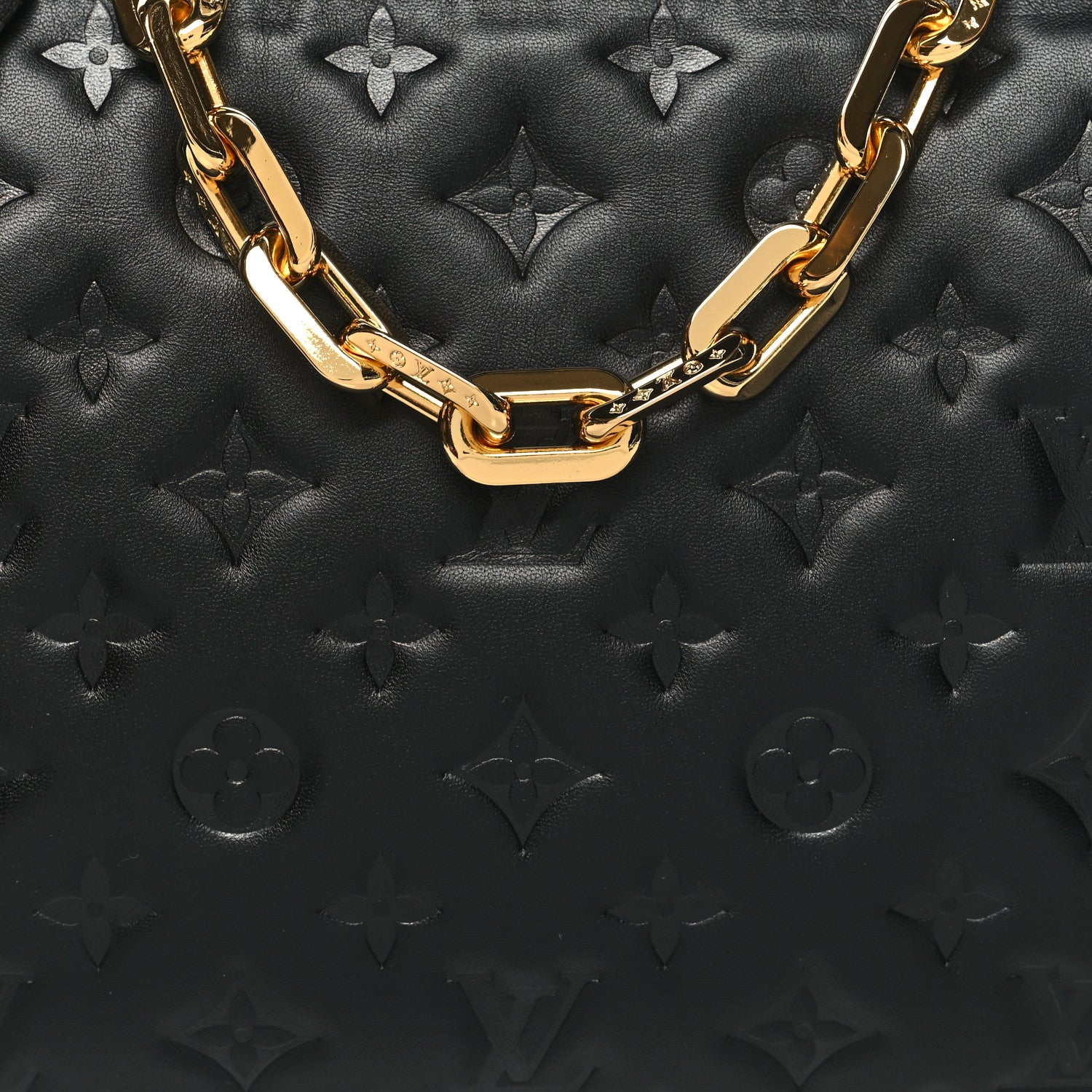 Louis Vuitton Lambskin Embossed Monogram Coussin PM Black 9 of 11
