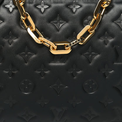 Louis Vuitton Lambskin Embossed Monogram Coussin PM Black 9 of 11