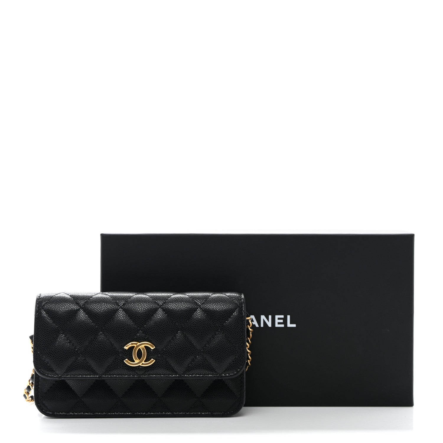 Chanel Caviar Quilted Flap Phone Holder With Chain Black 12 of 12