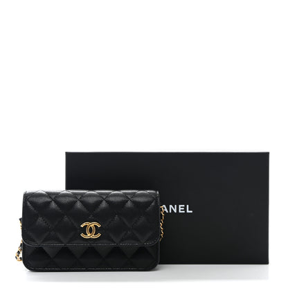 Chanel Caviar Quilted Flap Phone Holder With Chain Black 12 of 12