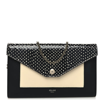Celine Snakeskin Calfskin Clutch on a Chain Black 1 of 10