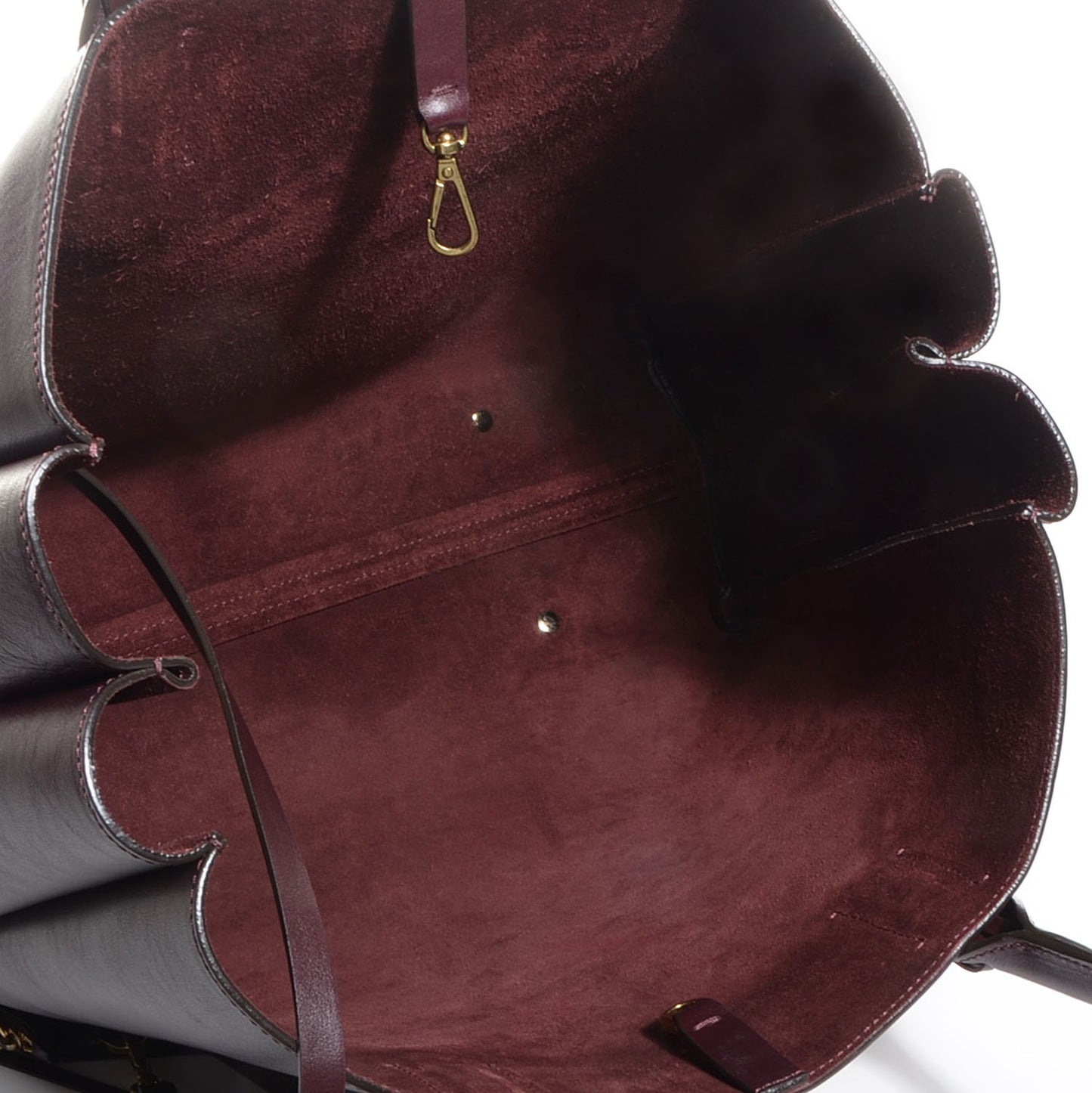 LANVIN Smooth Calfskin Small Fringe Shopper Tote Aubergine