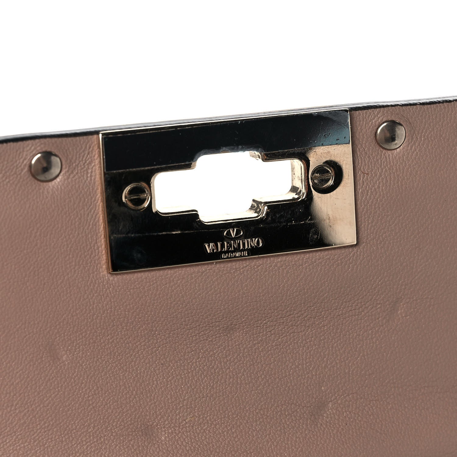 Valentino Garavani Lambskin Rockstud Spike Wallet on Chain Poudre 10 of 10