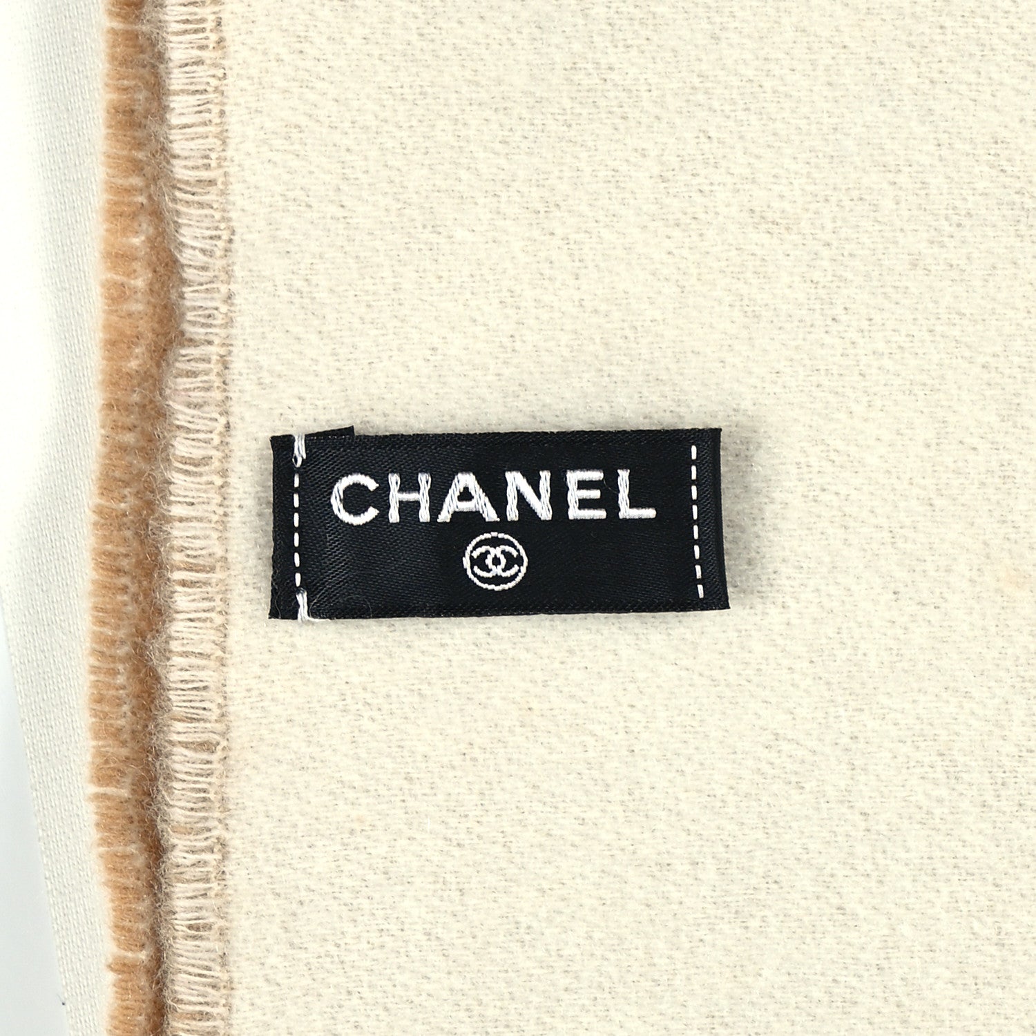 Chanel Cashmere CC Fringe Stole Pink Beige White 3 of 3