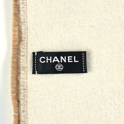 Chanel Cashmere CC Fringe Stole Pink Beige White 3 of 3