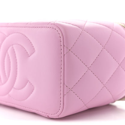 Chanel Lambskin Quilted Small Top Handle Vanity Case With Chain Lilac Light Green 10 of 14