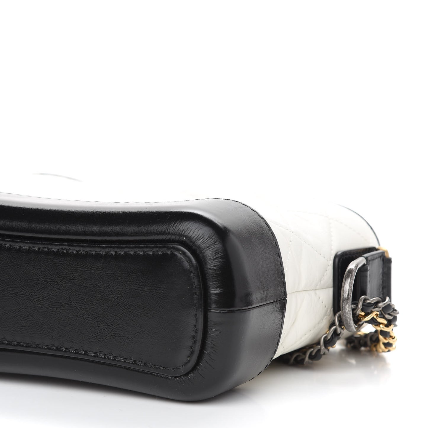 Aged Calfskin Quilted Small Gabrielle Hobo Black White