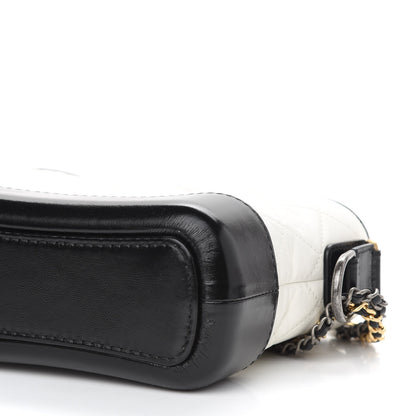 Chanel Aged Calfskin Quilted Small Gabrielle Hobo Black White 9 of 9