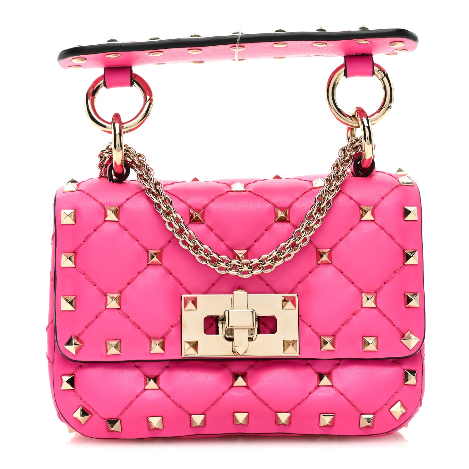 Valentino Garavani Calfskin Micro Rockstud Spike Shoulder Bag Azalea 1 of 8