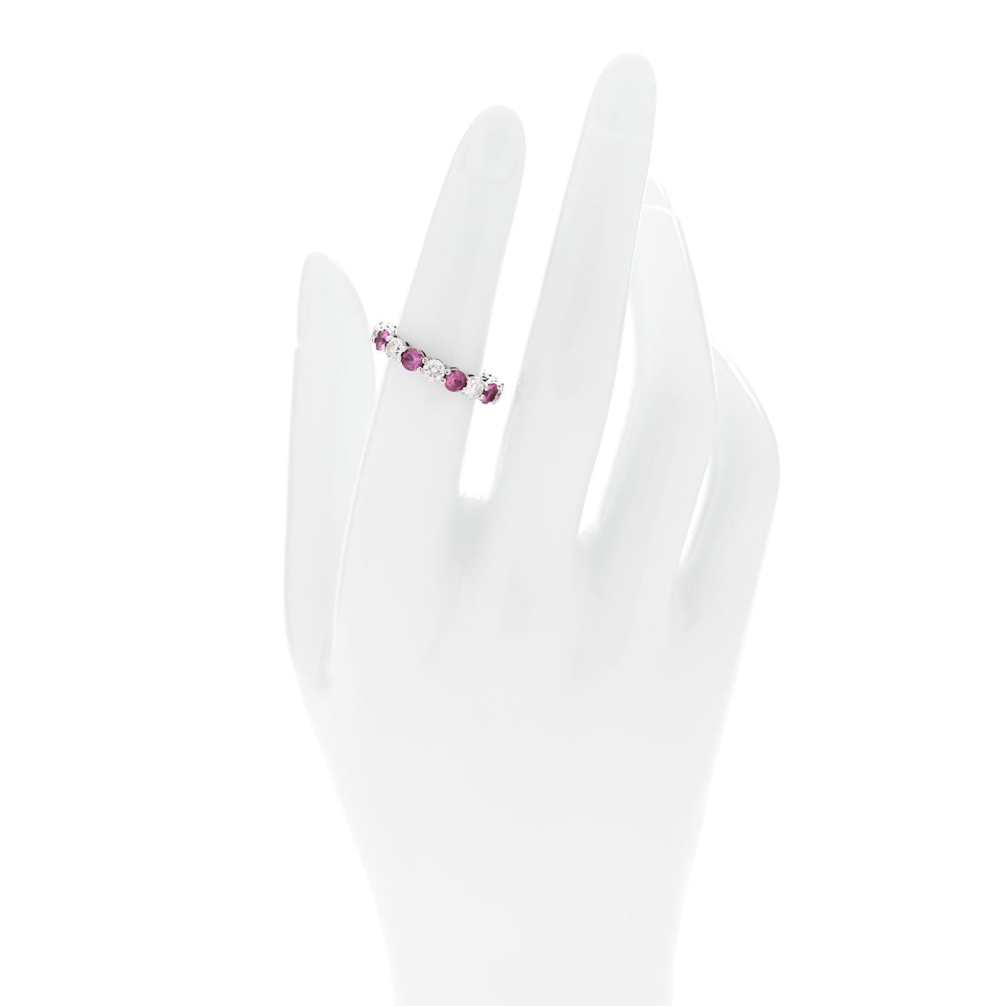 Platinum Diamond Pink Sapphire Eternity Band Ring 51 5.75