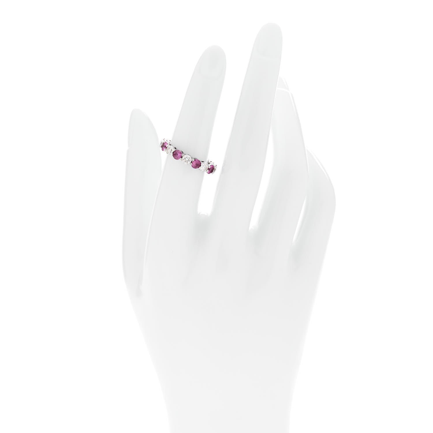 Tiffany Platinum Diamond Pink Sapphire Eternity Band Ring 51 5.75 2 of 5