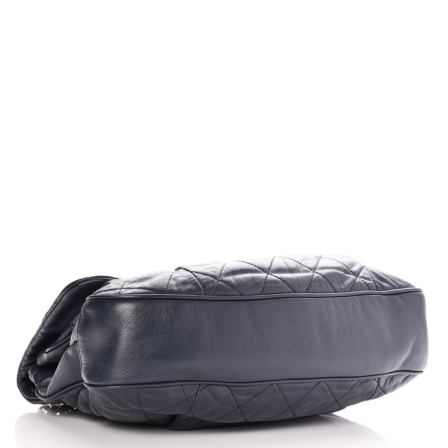Calfskin Quilted Coco Pleats Flap Dark Navy Blue
