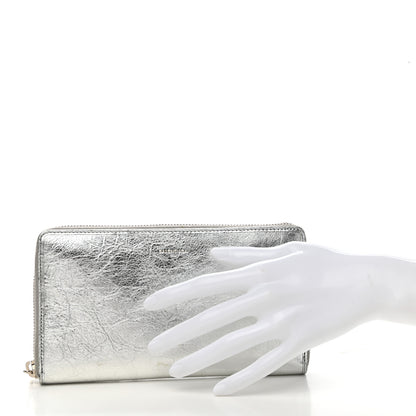 Balenciaga Metallic Calfskin Essential Continental Zip Around Wallet Silver 2 of 8