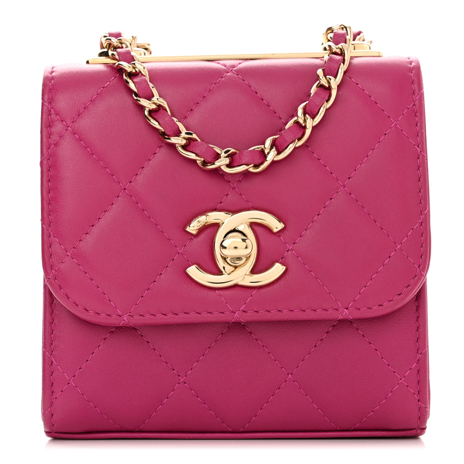 Chanel Lambskin Quilted Mini Trendy CC Clutch With Chain Fuchsia 1 of 11