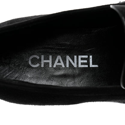 Chanel Suede CC Platform Loafers 38 Black 6 of 8