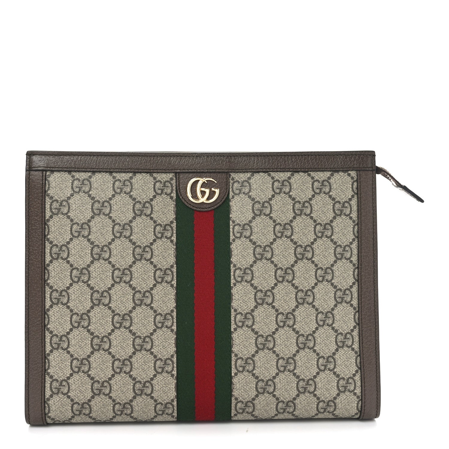 Gucci GG Supreme Monogram Web Ophidia Pouch Brown 1 of 10