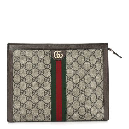 Gucci GG Supreme Monogram Web Ophidia Pouch Brown 1 of 10