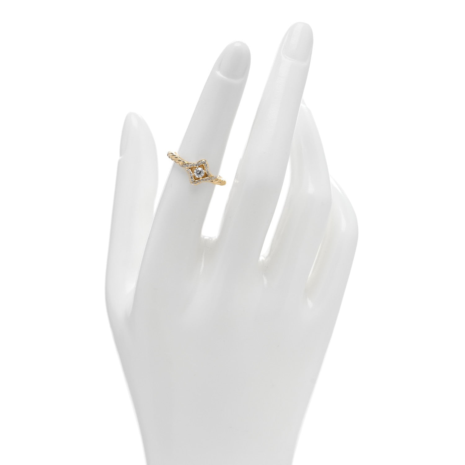 David Yurman 18K Yellow Gold Diamond 9mm Venetian Quatrefoil Ring 52 6 2 of 5